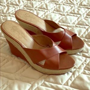 Jessica Simpson leather espadrilles wedges